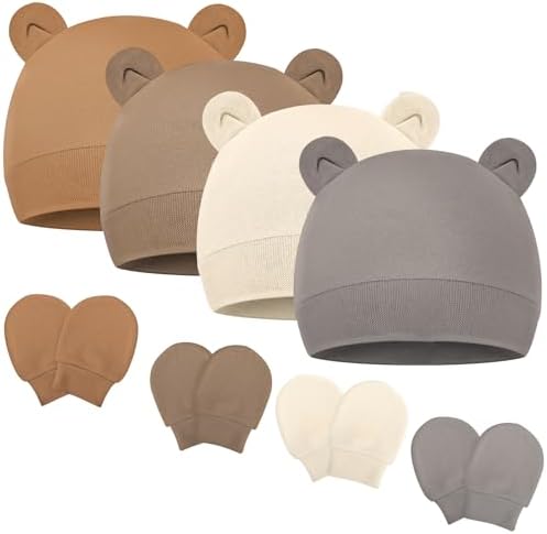 Newborn Baby Hat and Mittens Set, Infant Beanie Caps Newborn Essentials Must by Unknown
