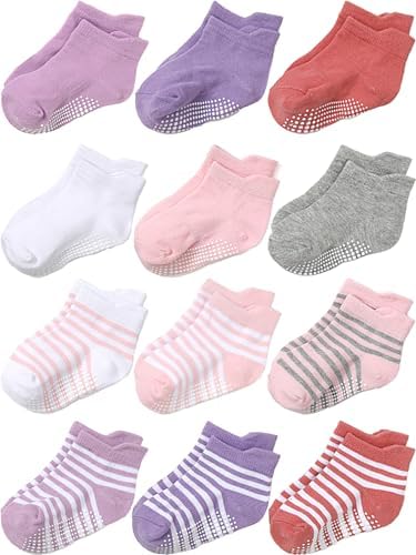 Aroveea Toddler Socks Non Slip Grip Ankle Baby 12 Pack by Aroveea