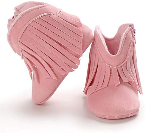 Timatego Baby Girl Cowboy Tassel Boots Side Zipper Non Slip Stay On Booties - Image 5
