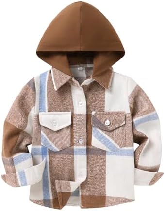 YOUNGER STAR Toddler Kids Boys Girls Flannel Hooded Plaid Shirt Button Baby Red by YOUNGER+STAR