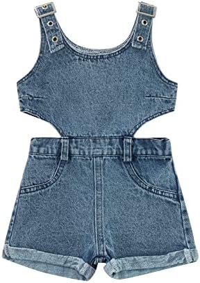 Baby Girl Denim Outfit Button Romper Jean Jumpsuit Shorts Overalls Toddler by Emmababy