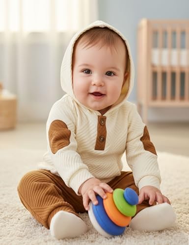 Fommy Baby Boy Clothes Colorblocked Long Sleeve Hoodie + Long Pants 2PCS Fall - Image 2