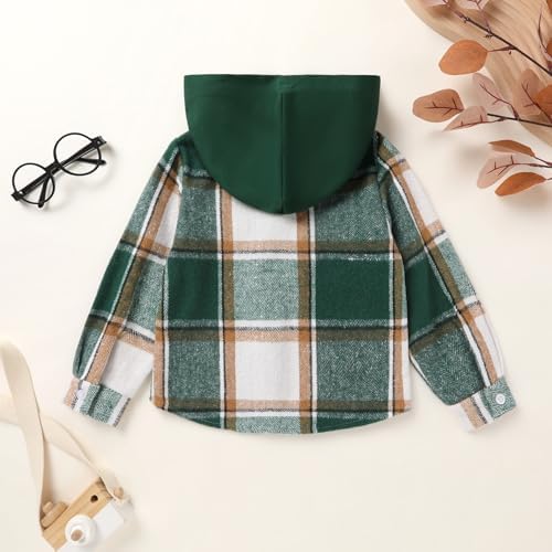 YOUNGER STAR Toddler Kids Boys Girls Flannel Hooded Plaid Shirt Button Baby Red - Image 3