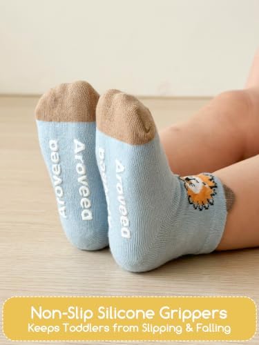 Aroveea Toddler Socks Non Slip Grip Ankle Baby 12 Pack - Image 3
