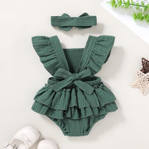 YOUNGER TREE Toddler Baby Girl Ruffled Sleeveless Romper Casual Summer Jumpsuit - Image 3