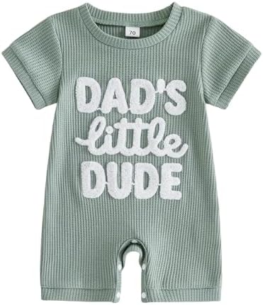 allshope Newborn Baby Boy Summer Outfit Romper Letter Embroidery Short Sleeve by Allshope