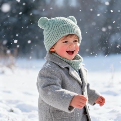 Bear Baby Beanie Knitted Baby Winter Hat Infant Toddler Boys Girls Beanie - Image 3