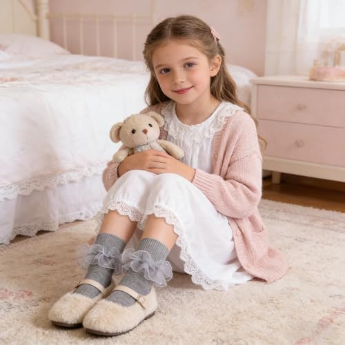 Girls Ruffle Socks Double Lace Turn Cuff Frilly Church Dress Socks - Image 6