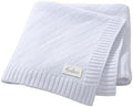 Avibae Knitted Baby Throw Blanket, Solid Color Swaddling Receiving Blanket by B