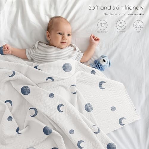 Bearmoss Muslin Swaddle Blankets, 40 x 38 inches Baby Swaddle - Image 2
