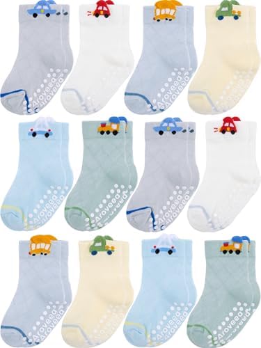 Aroveea Toddler Socks Non Slip Grip Ankle Baby 12 Pack by Aroveea
