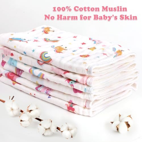 Baby Burp Cloths Muslin Washcloths 6 Pack Cotton Burp Rags - Image 3