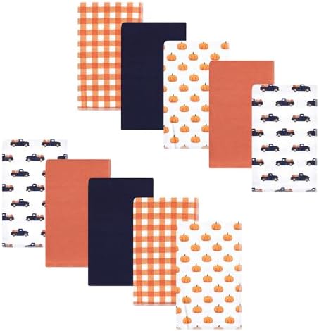 Luvable Friends Hudson Baby Flannel Burp Cloths 10pk, Autumn Pumpkin Truck by Luvable+Friends