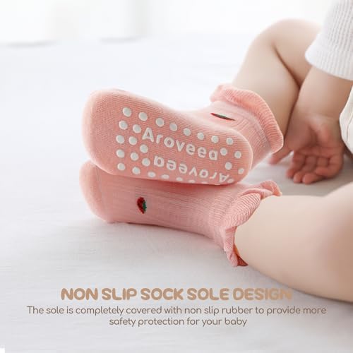 Aroveea Toddler Socks Non Slip Grip Ankle Baby 12 Pack - Image 4