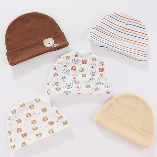 MAMIMAKA Baby Hat and Mittens Set Newborn Baby Hats Caps - Image 2