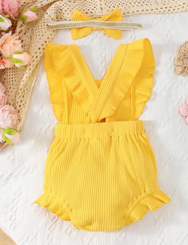 Fullfamous Baby Girl Ruffled Jumpsuit and Headband Set - Image 3