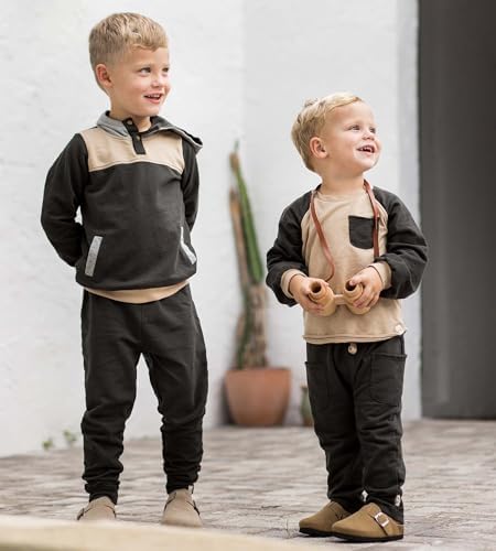Burt's Bees Baby Boys Shirt and Pant Set, Long Sleeve Top & Bottom Outfit Bundle - Image 4