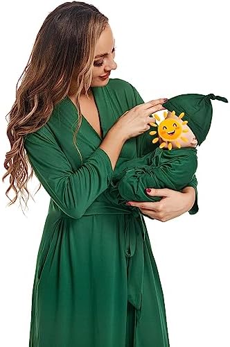 Maternity Robe with Matching Swaddle Blanket Set, Maternity Barhrobe Delivery - Image 4