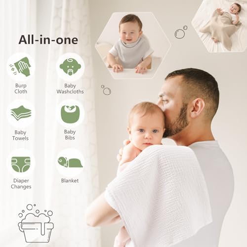 Susurration Muslin Burp Cloths 24x24 Inches Ultra Soft 100% Cotton | 4 Pack - Image 3