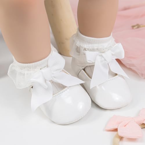 Meckior Infant Baby Girls Soft Sole Bowknot Princess Wedding Dress Mary Jane - Image 2