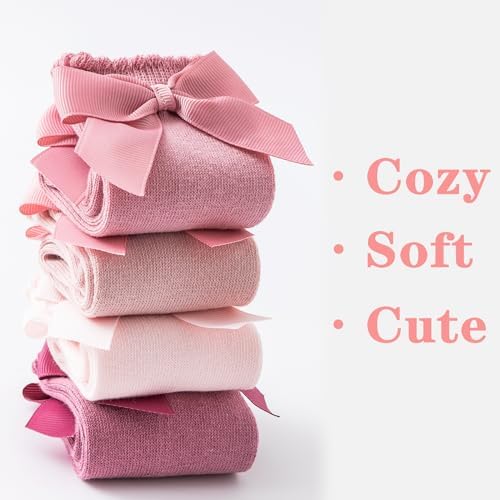 Baby Knee High Socks Infant Toddler Bow Ruffled Cotton Long Socks Stockings - Image 6
