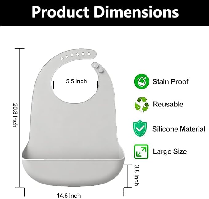 Silicone Adult Bib, Adjustable and Washable Bib - Image 7