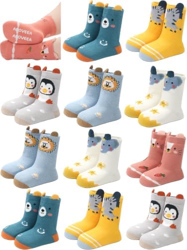 Aroveea Toddler Socks Non Slip Grip Ankle Baby 12 Pack by Aroveea