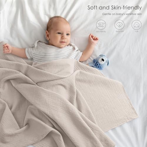 Bearmoss Muslin Swaddle Blankets, 40 x 38 inches Baby Swaddle - Image 3