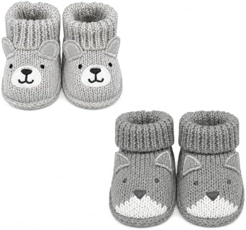 2 pairs Cute Knit Animal Baby Booties by Unknown