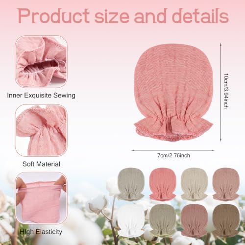 8Pack Newborn Baby Muslin Mittens No Scratch Elastic Wrist Soft Gloves Bulk - Image 2