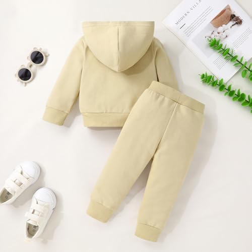 YOUNGER TREE Baby Clothes for Girls Boy Solid Color Hoodie and Sweatpants - Image 3