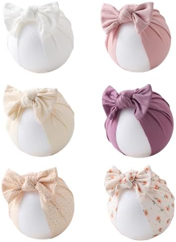 Baby Girls Hair Bow Knot Turban Hat Newborn Hospital Hats Infant Toddler Head by KIDOCHEESE