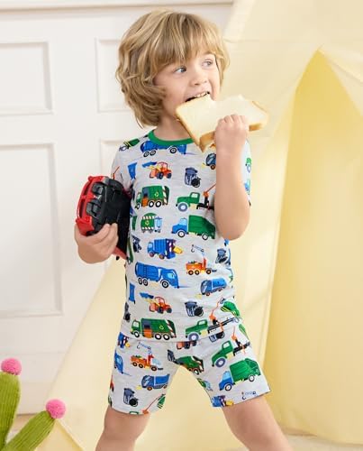 babee Reshinee Bamboo Viscose Toddler Boys Pajamas Set, Short Sleeve Kids - Image 3