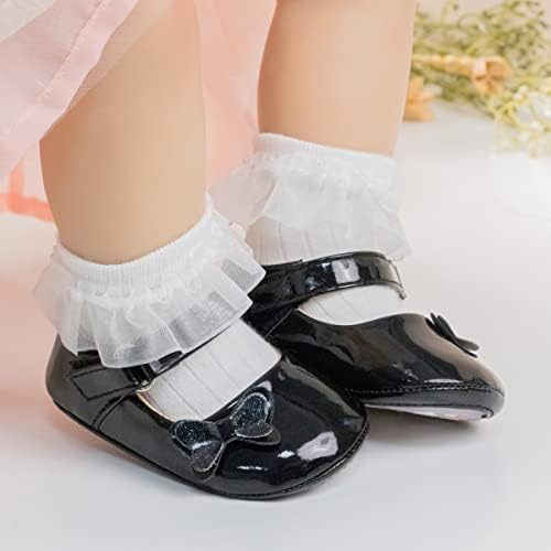 Meckior Infant Baby Girls Soft Sole Bowknot Princess Wedding Dress Mary Jane - Image 2