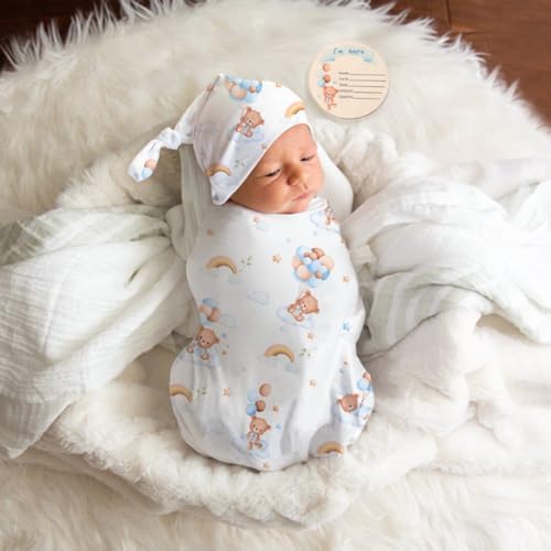 Ylsteed Baby Swaddle Blanket and Headband Set, Newborn Receiving Blanket by Ylsteed