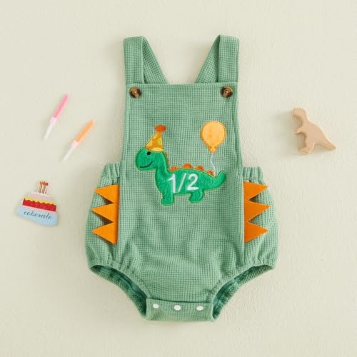 Honganda Baby Boy 1/2 Birthday Outfit Half Way to One Cake Smash Romper - Image 7