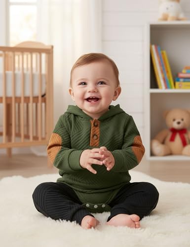 Fommy Baby Boy Clothes Colorblocked Long Sleeve Hoodie + Long Pants 2PCS Fall - Image 2
