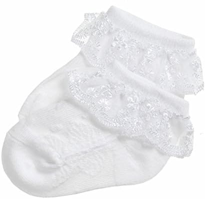 EPEIUS Baby Girl Ruffle Socks, Eyelet Frilly Lace Socks - Image 4