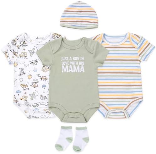 Baby Essentials Baby Boys 5 Piece Bodysuit Set - Image 2