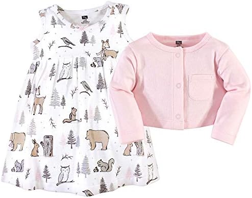 Hudson Baby Infant and Toddler Girls Cotton Dress and Cardigan Set - Image 3