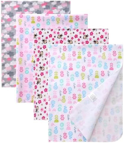 Cotton Flannel Receiving Blankets 4 Pcs, Baby Swaddle Blankets, Infant Flannel by Unknown