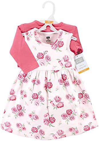 Hudson Baby Infant and Toddler Girls Cotton Dress and Cardigan Set - Image 2