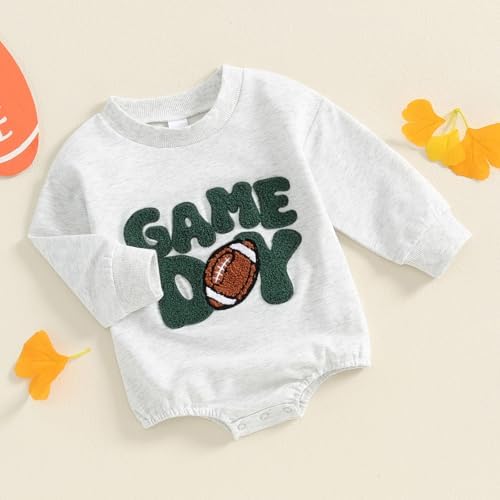 VISGOGO Newborn Infant Baby Boy Oversized Romper Sweater Bodysuits Coming Home - Image 3