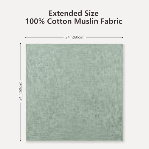 Susurration Muslin Burp Cloths 24x24 Inches Ultra Soft 100% Cotton | 4 Pack - Image 2