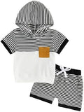Toddler Baby Boy Hooded Dinosaur Summer Outfit Funny T-Shirt Shorts Set by LIOMENGZI