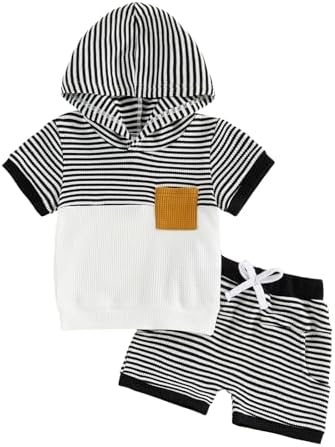 Toddler Baby Boy Hooded Dinosaur Summer Outfit Funny T-Shirt Shorts Set by LIOMENGZI
