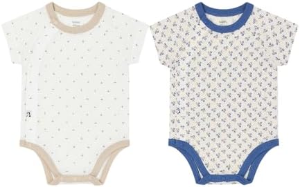 Konny Baby Bodysuit 2-Pack Cotton Mesh Short-Sleeve Newborn Baby Boy Girl by Konny
