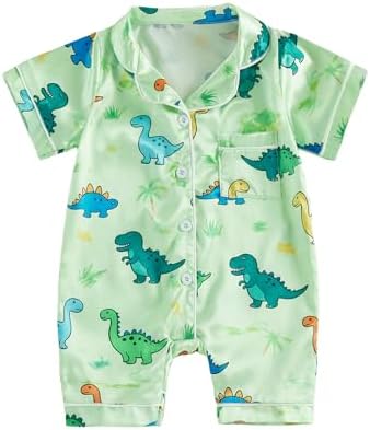 Kuriozud Baby Girl Boy Romper Pajamas Onesie Short Sleeve Button Down Pjs by Kuriozud