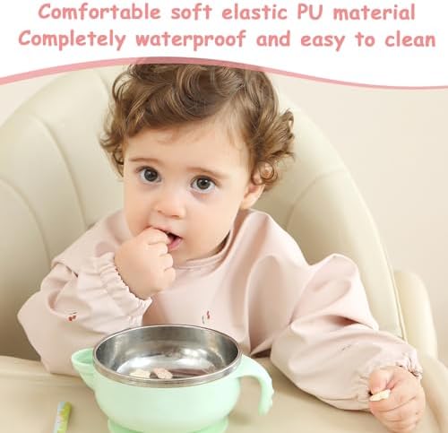 Weaning Bib with Long Sleeves & BLW, Soft and Skin-Friendly Material - Image 3