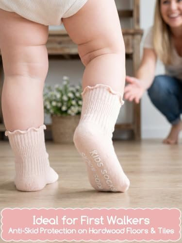 Aroveea Toddler Socks Non Slip Grip Ankle Baby 12 Pack - Image 2